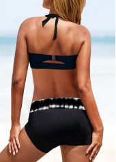 ROTITA Contrast Tie Back Black Bikini Top-No Bottom