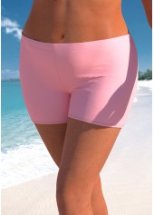 Light Pink plus size,Plain Color plus size,ROTITA Plus Size Mid Waisted Light Pink Swim Shorts