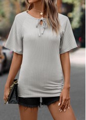 Tie Light Grey Round Neck T Shirt