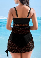 Black swimwear,Plain Color swimwear,ROTITA Lace Wide Strap Black Swimdress Top