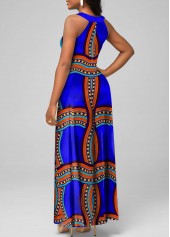 Royal Blue plus size,Tribal plus size,Striped plus size,ROTITA Plus Size Cage Neck Royal Blue Dress