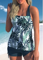 Peacock Blue swimwear,Plants swimwear,ROTITA Criss Cross Peacock Blue Tankini Top