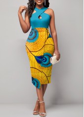 Multi Color dresses,Tribal dresses,ROTITA Tribal Print Multi Color Cross Collar Dress