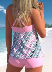 Light Pink swimwear,Tribal swimwear,Striped swimwear,Geometric swimwear,ROTITA Criss Cross Light Pink Tribal Print Tankini Top