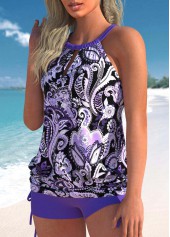 Violet swimwear,Paisley swimwear,Tribal swimwear,Floral swimwear,ROTITA Criss Cross Violet Paisley Print Tankini Top