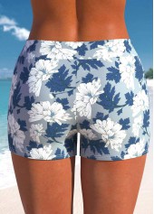 Dusty Blue swimwear,Floral swimwear,ROTITA Dusty Blue Floral Print Mid Waisted Swim Shorts