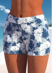 Dusty Blue swimwear,Floral swimwear,ROTITA Dusty Blue Floral Print Mid Waisted Swim Shorts