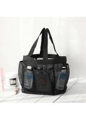Black accessories,Plain Color accessories,Open Mesh Polyester Black Hand Bag