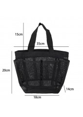 Black accessories,Plain Color accessories,Open Mesh Polyester Black Hand Bag