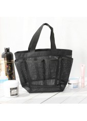 Black accessories,Plain Color accessories,Open Mesh Polyester Black Hand Bag