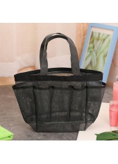 Black accessories,Plain Color accessories,Open Mesh Polyester Black Hand Bag