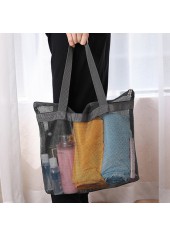 Black accessories,Plain Color accessories,Mesh Black Zip Polyester Hand Bag
