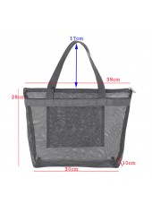 Black accessories,Plain Color accessories,Mesh Black Zip Polyester Hand Bag