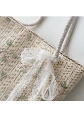 Beige accessories,Floral accessories,Floral Print Beige Bowknot Magnetic Storage Bag