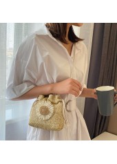 Light Camel accessories,Plants accessories,Floral accessories,Sunflower Print Light Camel Drawstring Shoulder Bag