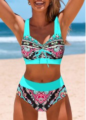 Multi Color swimwear,Tribal swimwear,ROTITA Criss Cross Multi Color Tribal Print Bikini Top