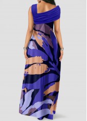 Purple dresses,Plants dresses,ROTITA Ruched Leaf Print Purple Maxi Dress