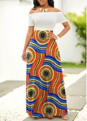 ROTITA Patchwork Tribal Print Multi Color Maxi Dress