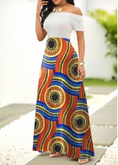 Multi Color dresses,Tribal dresses,ROTITA Patchwork Tribal Print Multi Color Maxi Dress