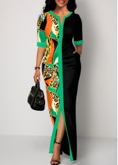 ROTITA Split Leopard Multi Color Maxi Dress