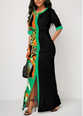 Multi Color dresses,Leopard dresses,ROTITA Split Leopard Multi Color Maxi Dress