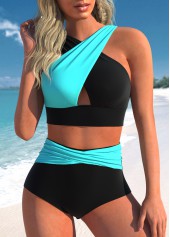 Contrast Criss Cross Cyan Bikini Set