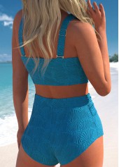 Sky Blue swimwear,Plain Color swimwear,ROTITA Jacquard Criss Cross Sky Blue Bikini Top