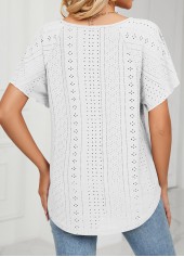 White tops,Plain Color tops,Tie White V Neck Short Sleeve T Shirt