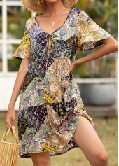 Tie Multi Color Floral Print Cover Up