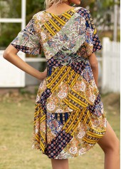 Multi Color swimwear,Floral swimwear,Geometric swimwear,Tie Multi Color Floral Print Cover Up