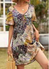 Multi Color swimwear,Floral swimwear,Geometric swimwear,Tie Multi Color Floral Print Cover Up