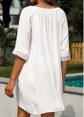 White swimwear,Plain Color swimwear,Tassel Tie Front White Cover Up