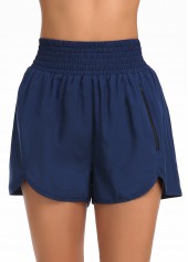 ROTITA Blue Smocked High Waisted Beach Shorts
