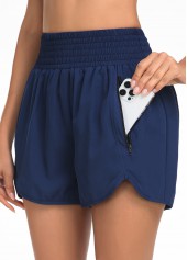ROTITA Blue Smocked High Waisted Beach Shorts