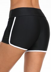 ROTITA Black Contrast Stitch Mid Waisted Swim Shorts