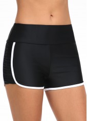 ROTITA Black Contrast Stitch Mid Waisted Swim Shorts