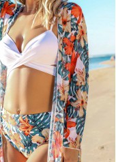 Multi Color swimwear,Floral swimwear,Plants swimwear,Criss Cross Multi Color Floral Print Bikini Set