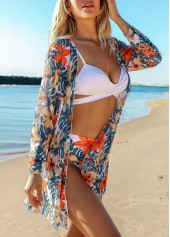 Multi Color swimwear,Floral swimwear,Plants swimwear,Criss Cross Multi Color Floral Print Bikini Set
