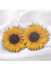 Sunflower Print Faux Leather Ginger Earrings