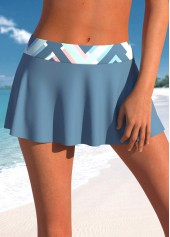 Dusty Blue swimwear,Geometric swimwear,ROTITA Drawstring Dusty Blue Geometric Print Tankini Top