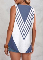 White tops,Striped tops,Geometric tops,ROTITA Striped White V Neck Tank Top