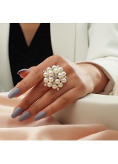 Offener verstellbarer Perlenring aus Gold mit Strasssteinen