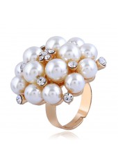 Gold jewelry,Other jewelry,Rhinestone Gold Open Adjustable Pearl Ring