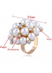 Gold jewelry,Other jewelry,Rhinestone Gold Open Adjustable Pearl Ring
