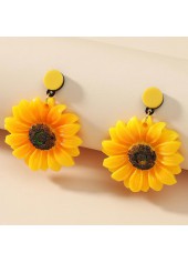 Gold jewelry,Other jewelry,1 Pair Gold Sunflower Polyresin Earrings