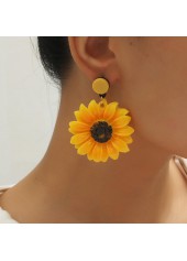1 Pair Gold Sunflower Polyresin Earrings