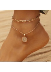 Layered Chain Rhinestone Design Gold Anklet