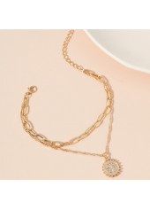 Gold jewelry,Other jewelry,Layered Chain Rhinestone Design Gold Anklet