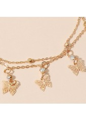 Gold jewelry,Other jewelry,Butterfly Rhinestone Layered Design Gold Anklet