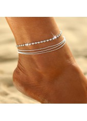 Silvery White jewelry,Other jewelry,Layered Rhinestone Beads Silvery White Anklet